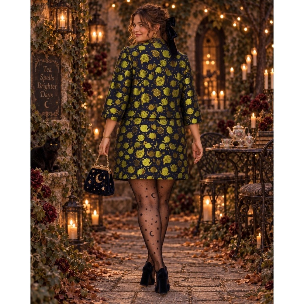MODCLOTH Catch Your Fancy Teacup Alice in Wonderland Blazer Skirt Set 1X 2X - Picture 9 of 16